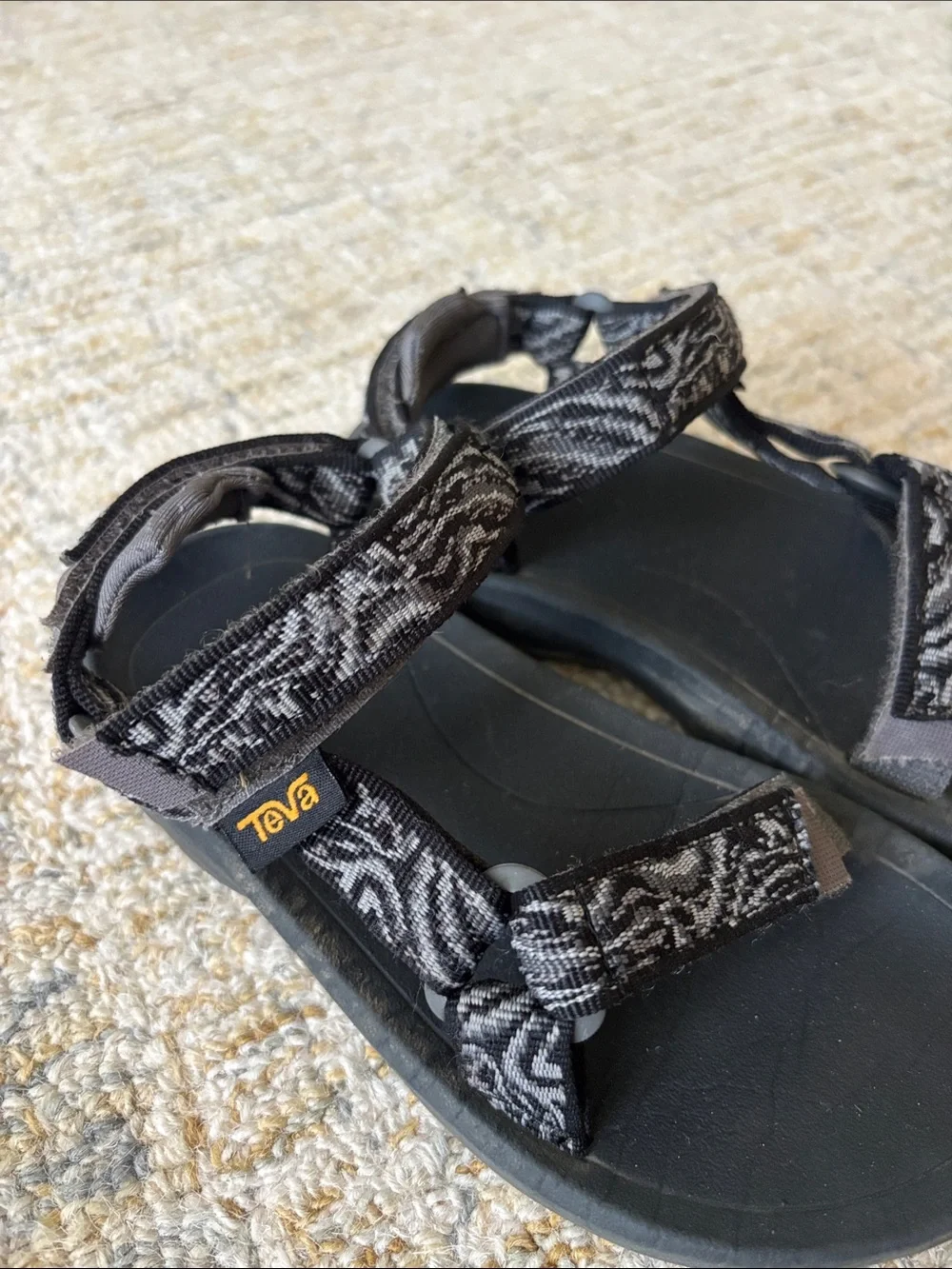 Teva Kids' Black and Gray Patterned Adjustable Sport Sandals